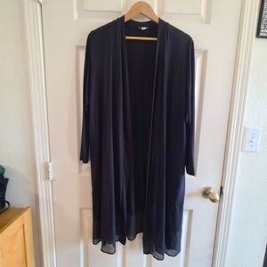 LOGO by Lori Goldstein Navy Label Lightweight Layering Cardigan